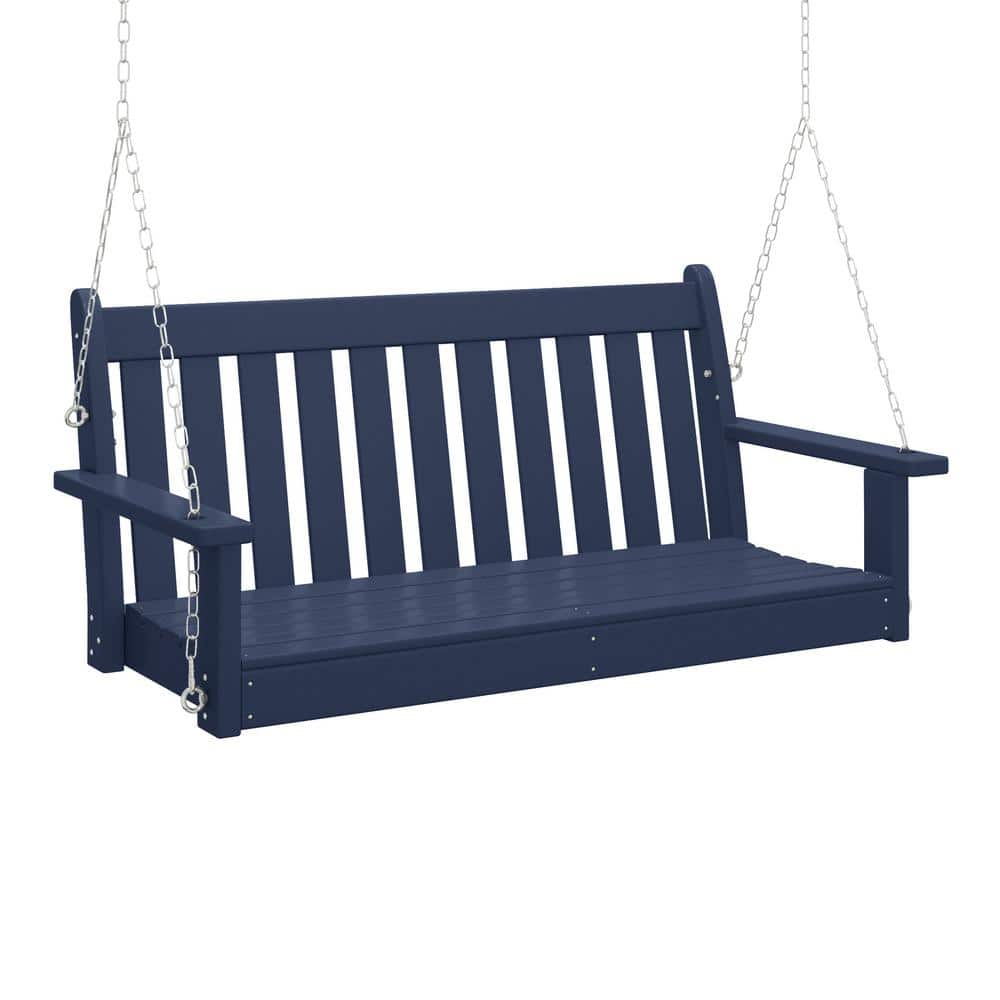 "Laguna Outdoor Patio Weather Resistant Poly Plastic 51"" 2-Person Hanging Porch Swing in Navy Blue" price history on PriceWatchPro