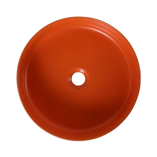 Unbranded Round Ceramic Bathroom Vessel Sink in Orange