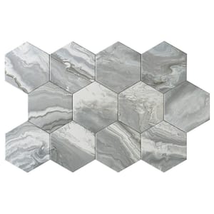 Selleny Hex Grey 5.5 in. x 6.3 in. Glossy and Matte Mix Porcelain Artistic Glaze Floor Wall Tile (4.73 sq. ft./Case)