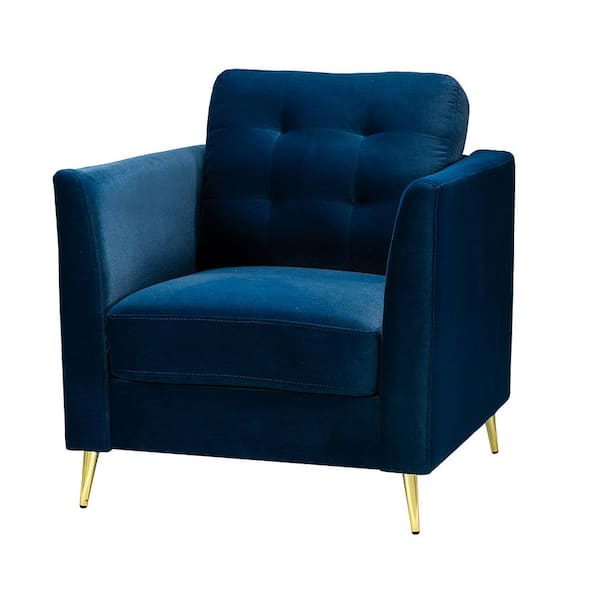 JAYDEN CREATION Selma Navy Club Chair with Metal Legs