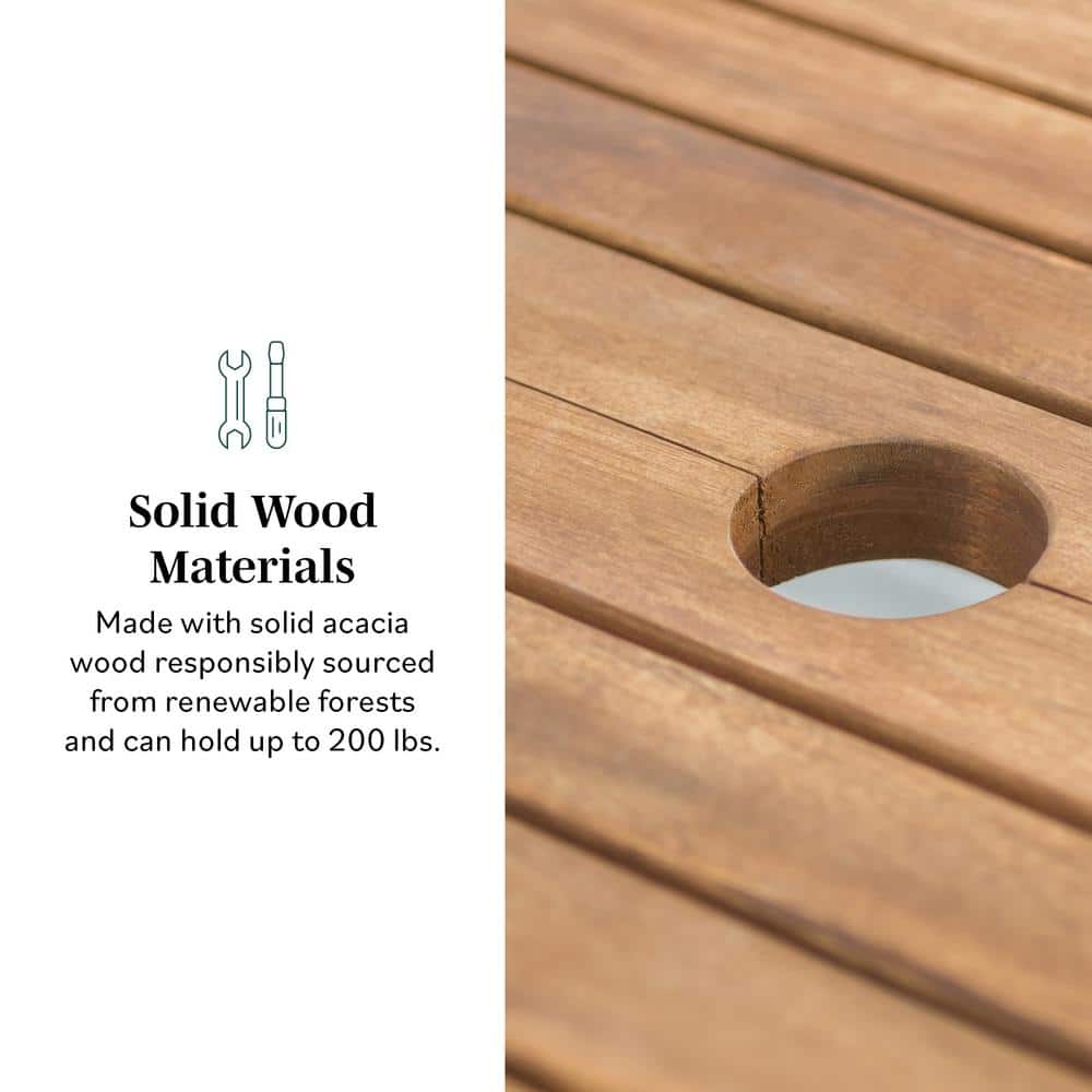 Extendable Acacia Wood Outdoor Dining Table in Natural Brown