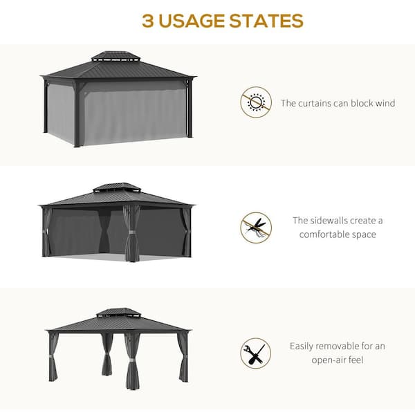 Outsunny 16 ft. x 12 ft. Hardtop Patio Gazebo Canopy Outdoor