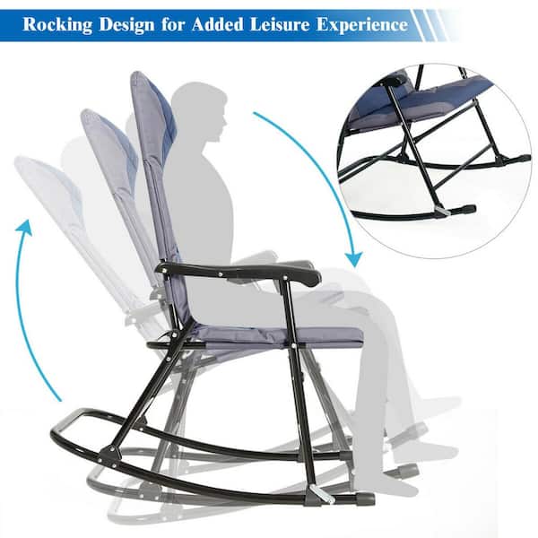 Steel Outdoor Bistro Rocking Chair Set, Outdoor Foldable Rocker Chairs
