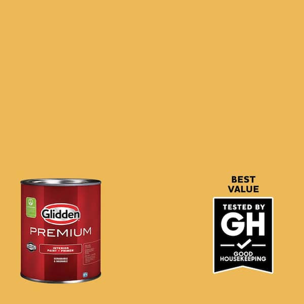 Glidden Premium 1 qt. PPG1209-5 Yellow Coneflower Semi-Gloss Interior Latex Paint