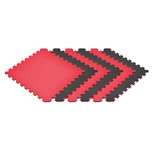Red/Black 24 in. x 24 in. EVA Foam Truly Reversible Interlocking Tile (60-Tile)