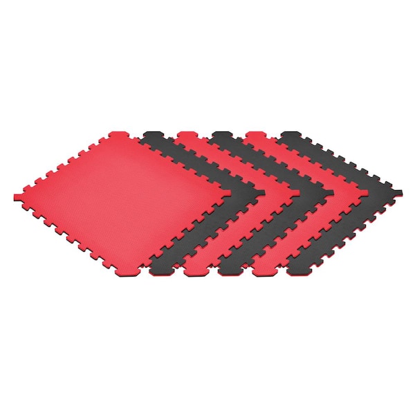 Norsk Red/Black 24 in. x 24 in. EVA Foam Truly Reversible Interlocking Tile (42-Tile)
