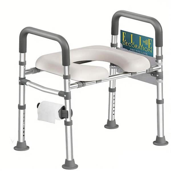 Raised Toilet Seat with Handles and Dual-Crossbar Support, 400 lbs. Adjustable Height and Width, Fit Any Toilet