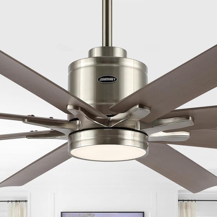 Jonathan Y Lighting Jyl9712 Octo 66" 8 Blade Indoor Smart Led Ceiling Fan - Nickel / Grey