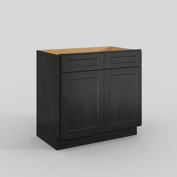 Hausvita 36 in. W x 21 in. D x 34.5 in. H in Shaker Charcoal Plywood Ready to Assemble Floor Vanity Sink Base Kitchen Cabinet