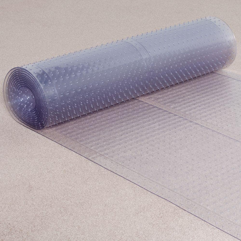 Clear Vinyl Ribbed Carpet Runner with Cleated Backing
