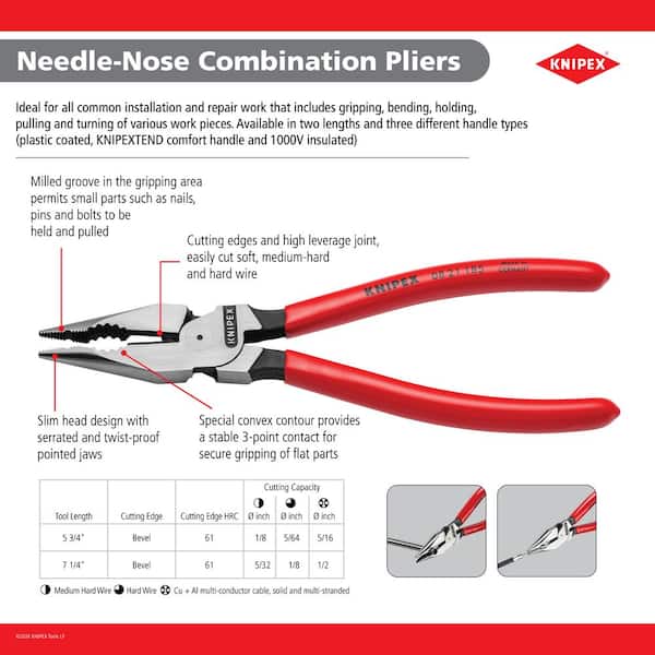 KNIPEX 5-3/4 in. Needle Nose Combination Pliers 08 21 145 SBA