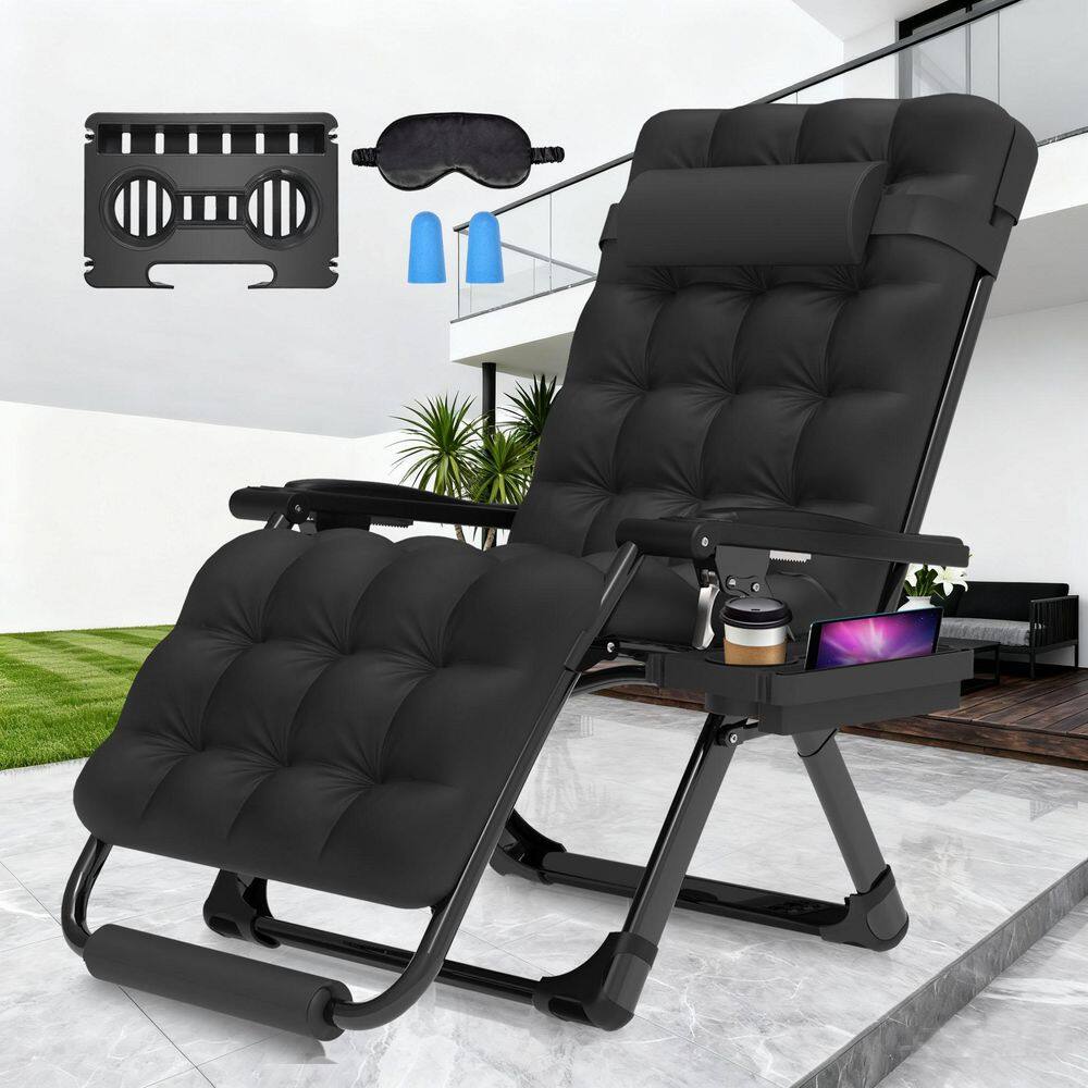 29 in. W Metal Zero Gravity Outdoor Recliner Oversized Lounge Chair with Cup Holder and Black Cushions price history on PriceWatchPro