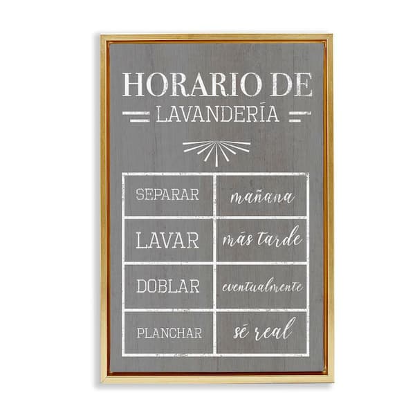 Stupell Industries Laundry Schedule by Lil' Rue Gold Floater Frame Typography Graphic Art Print 25 in. x 17 in.