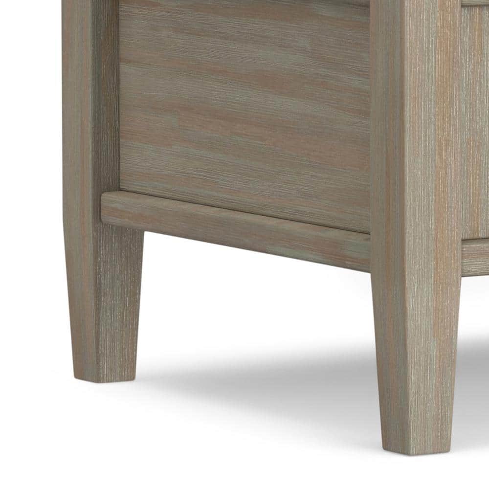 Rustic Distressed Gray Solid Wood End Table with Storage