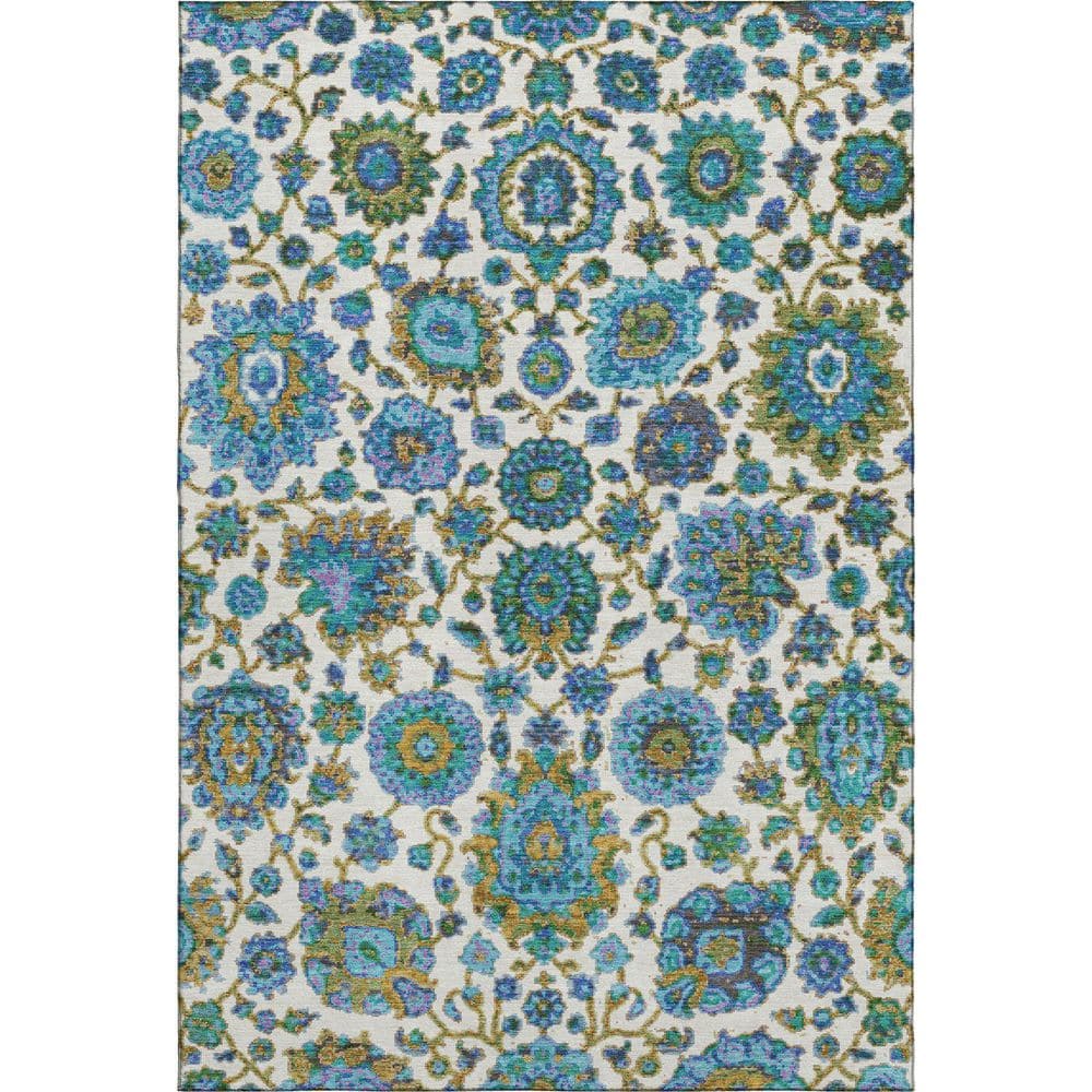 Mayfield Premium Machine Washable Abstract AMF2187 Aqua 5 ft. x 7 ft. 6 in. Area Rug price history on PriceWatchPro