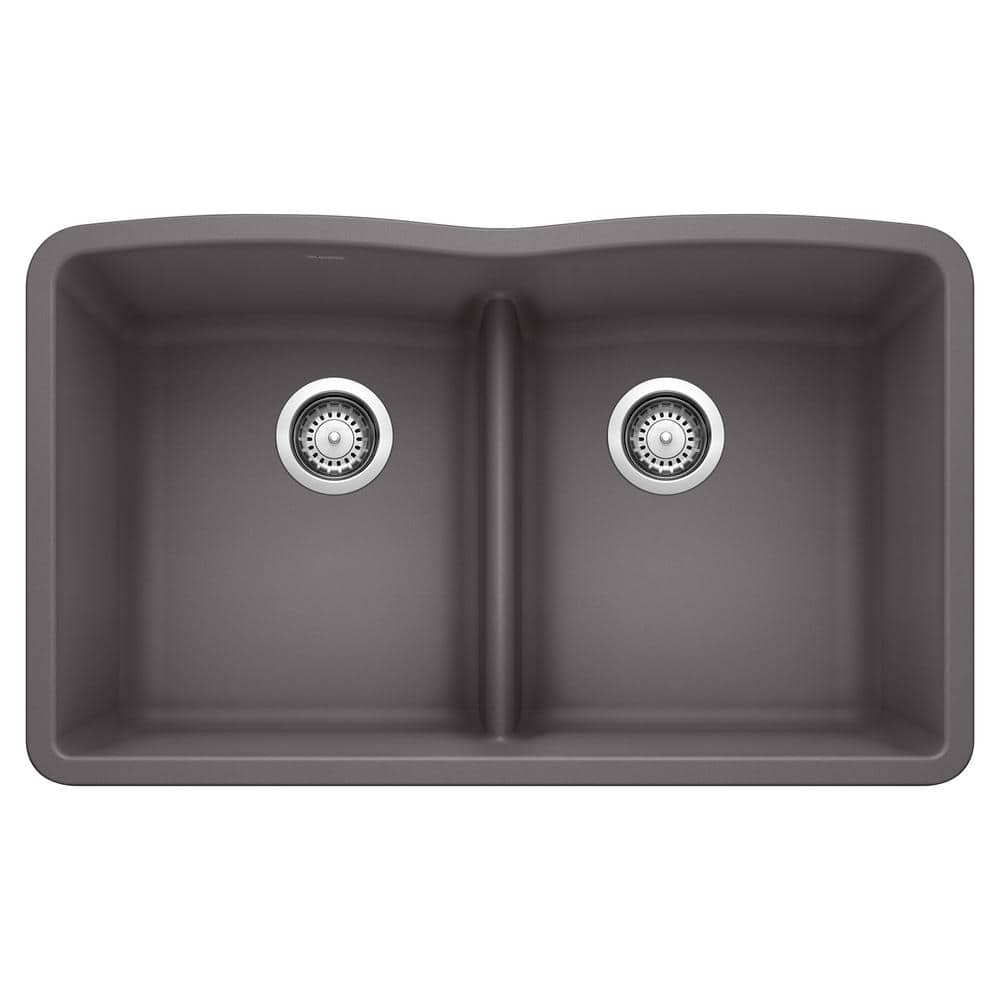 Diamond Undermount Granite 32 in. x 19.25 in. 50/50 Double Bowl Kitchen Sin