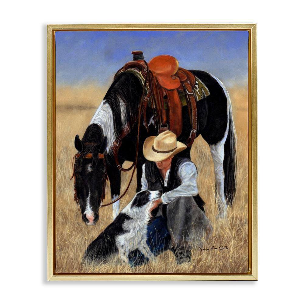 Cowboy with Dog & Horse by Victoria Schultz Gold Floater Frame Graphic Art Print People 31 in. x 25 in. price history on PriceWatchPro