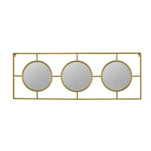 3 Mirror Piece 43.3 in. W x 15.7 in. H Rectangle Metal Frame Gold Decor Wall Mirror