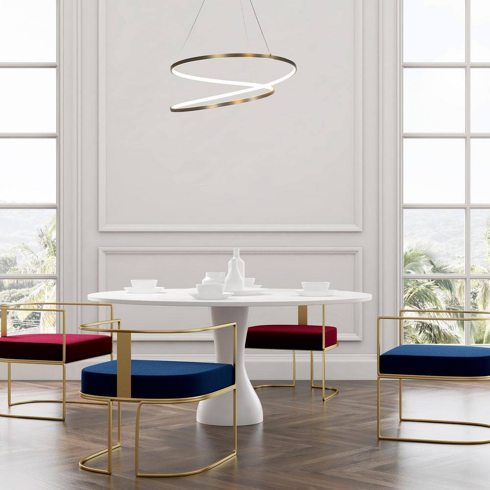 Aged Brass LED Indoor/Outdoor Pendant with White Silicone Shade