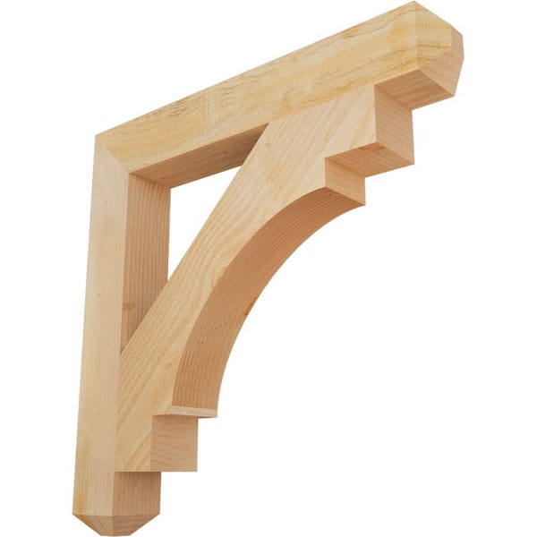 Ekena Millwork 4 in. x 28 in. x 28 in. Douglas Fir Merced Craftsman Rough Sawn Bracket