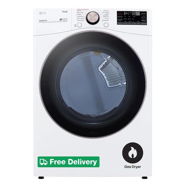 7.4 Cu. Ft. Vented SMART Stackable Gas Dryer in White with TurboSteam and Sensor Dry Technology