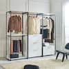 Klair Living Fiona 96" Freestanding Closet Organizer - 7-Shelf White Wood & Black Metal System