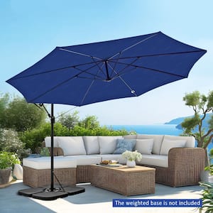 12 ft. Steel Cantilever Offset Outdoor Patio Umbrella with Crank in Blue