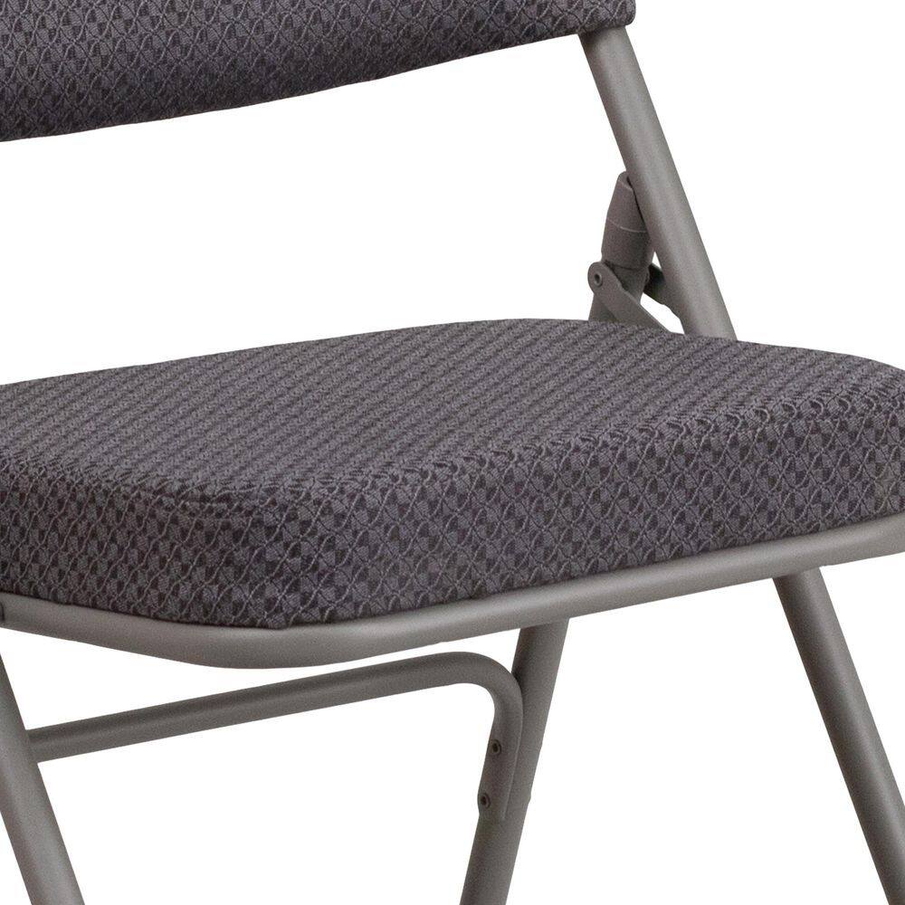 Hercules Series Gray Steel Padded Folding Chair with Armrests
