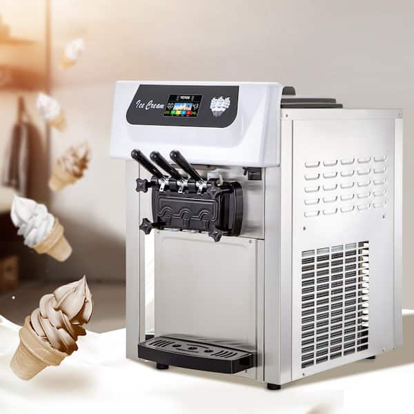 Commercial Soft Ice Cream Machine 3.4 gal. per Hour 1200-Watt LED Panel Single-Flavor Pre-Cooling Yogurt Maker Machine