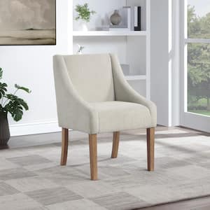 Monarch Dining Chair in Cream Fabric with Medium Espresso Wood Legs