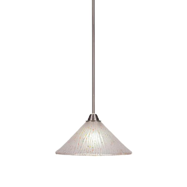 Unbranded Madison 100-Watt 1-Light Brushed Nickel Bowl Mini Pendant Light with Glass Shade