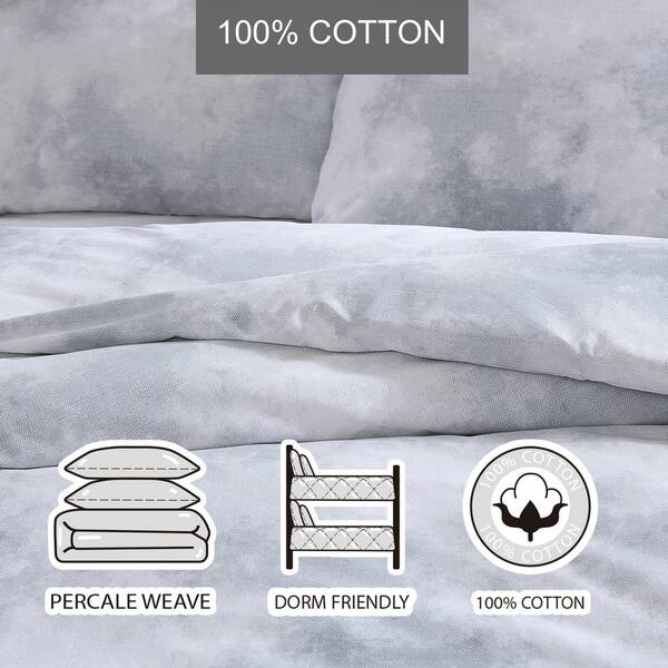 Cannon Solid Percale 3-Piece Grey Cotton Full/Queen Duvet Cover Set  DCS4488GYQ-1800 - The Home Depot