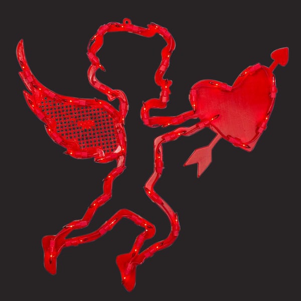 Northlight 17 in. Lighted Valentine's Day Cupid with Heart Window Silhouette