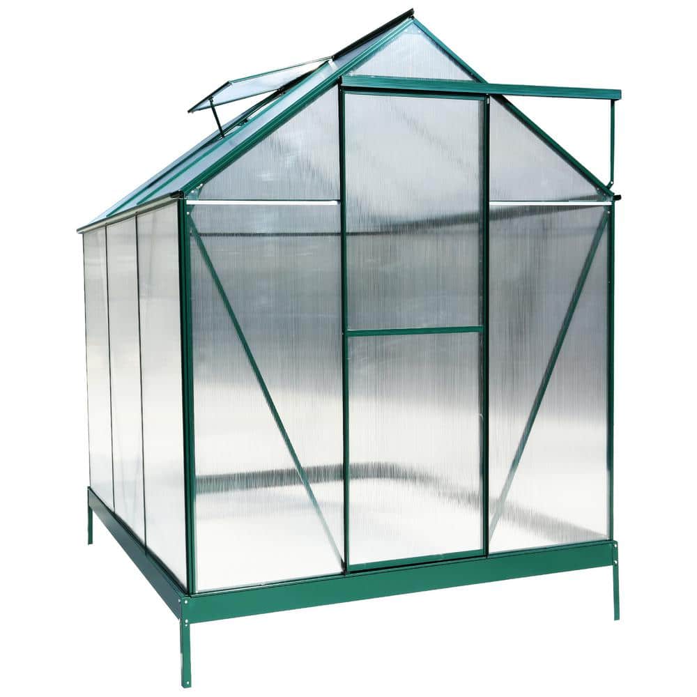 6 ft. x 6 ft. x 8 ft. Polycarbonate Greenhouse, Heavy Duty Outdoor Aluminum