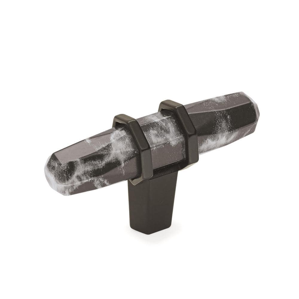 Carrione 2-1/2 in. (64mm) Modern Marble Black/Black Bronze Bar Cabinet Knob