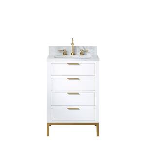 Bristol 24 in. W x 21.5 in. D Vanity in Pure White with Marble Top in White with White Basin