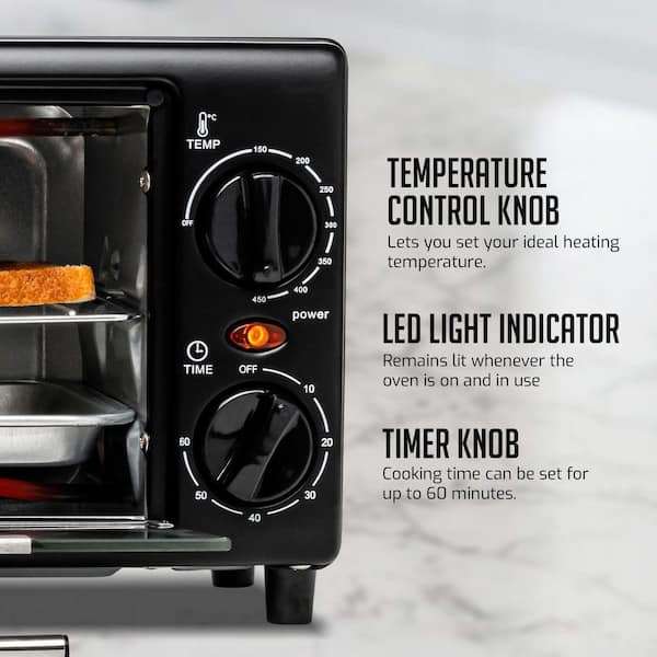 OVENTE 8L Toaster Oven 750W, adjustable temp, 60-min Timer, Easy