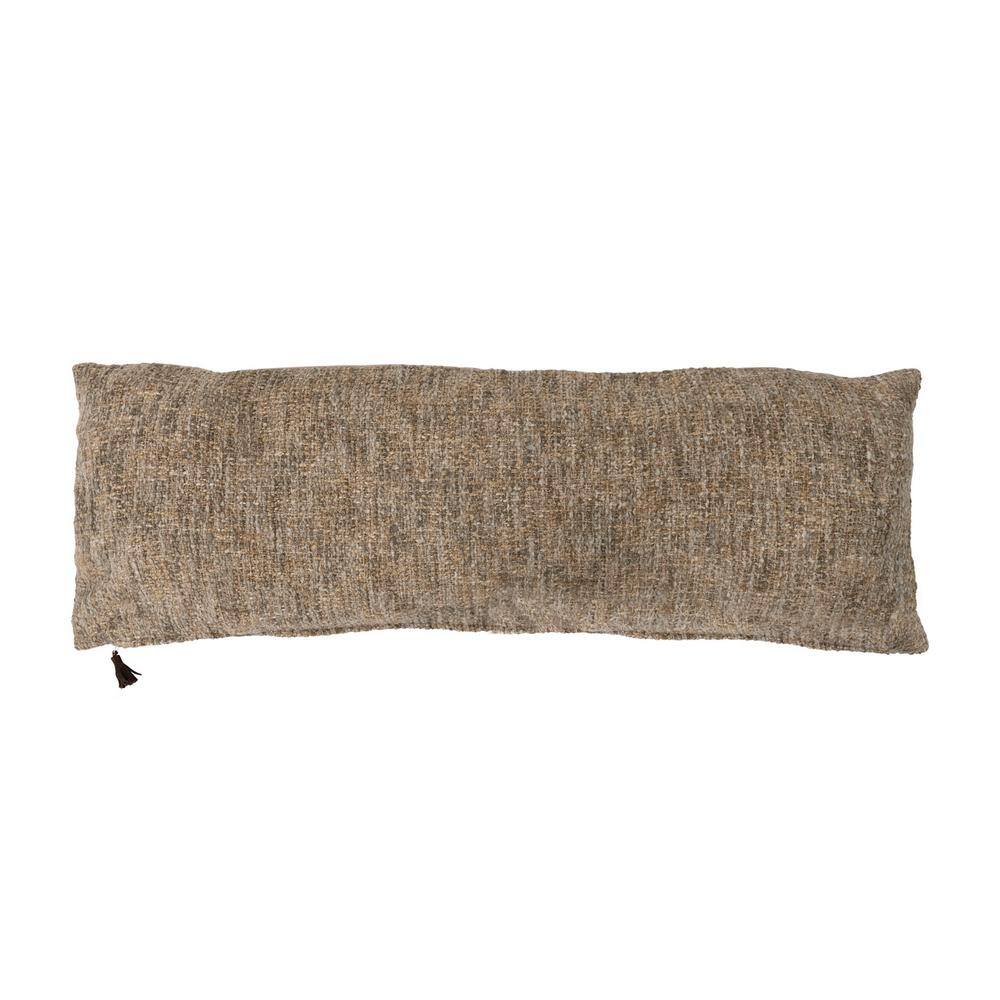 Greige Mélange Cotton Blend Bouclé Lumbar Pillow