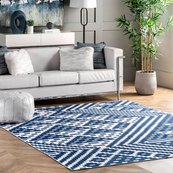 nuLOOM Kira Machine Washable Tribal Geometric Area Rug, Grey, 8x10 ft