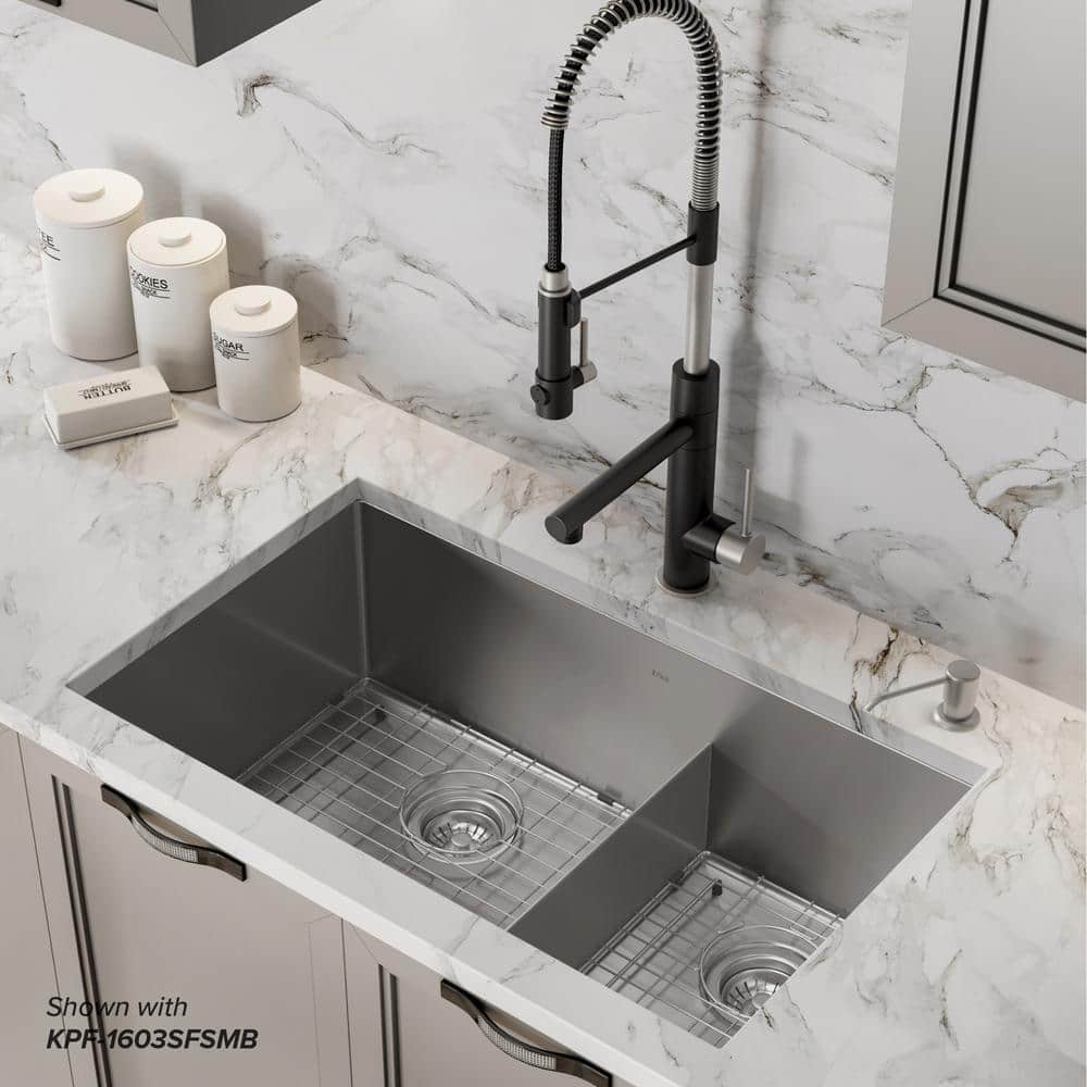 Kraus 32-Inch Satin Stainless Steel Double Bowl Undermount Sink