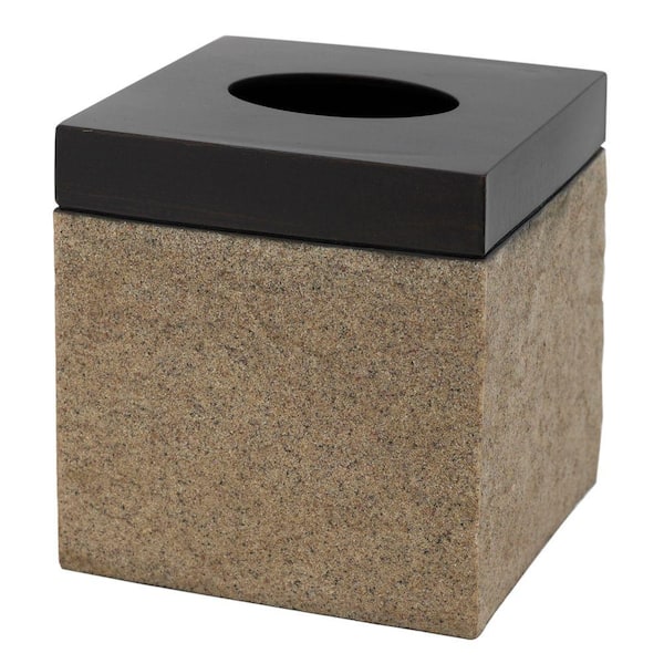 India Ink Leland Tissue Box Cover in Dark Bronze