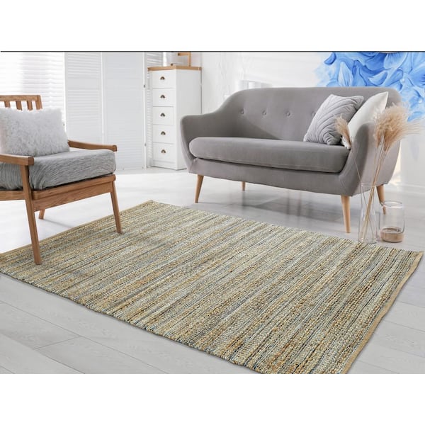 Diamond Chenille Blue Handwoven Cotton Rug