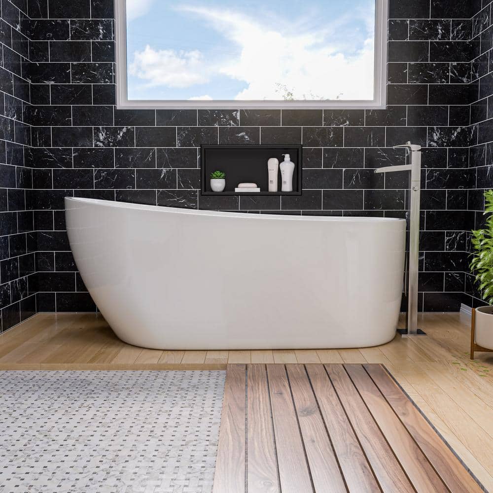 68'' White Freestanding Acrylic Soaking Bathtub