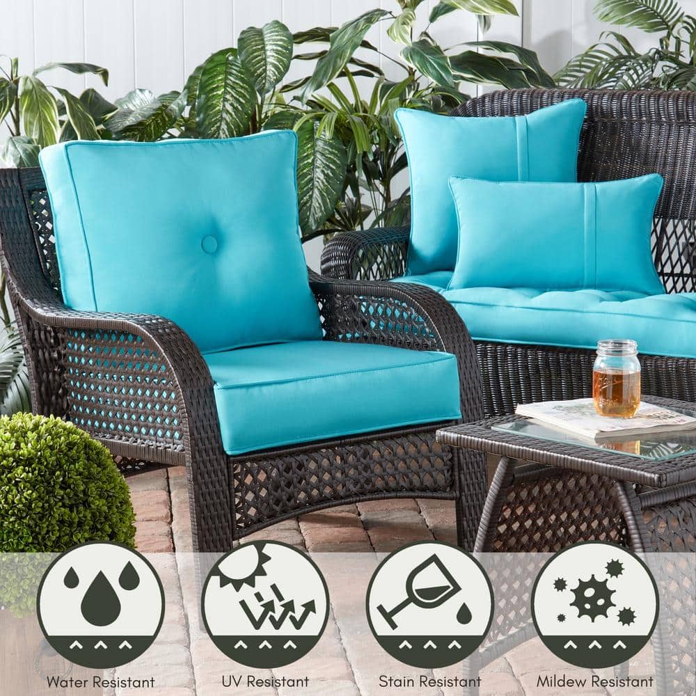 Aruba Turquoise Sunbrella Outdoor Deep Seat Cushion Set