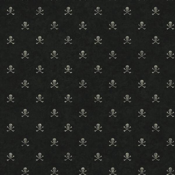 York Wallcoverings Brothers And Sisters V Skull Corssbones Wallpaper Black White Paper Strippable Roll Covers 56 Sq Ft Sb7747 The Home Depot