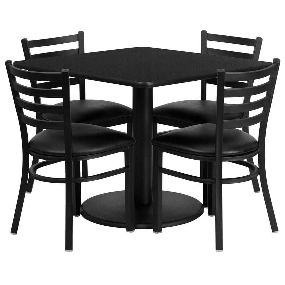 Carnegy Avenue 5Piece Black Top/Black Vinyl Seat Table and Chair Set