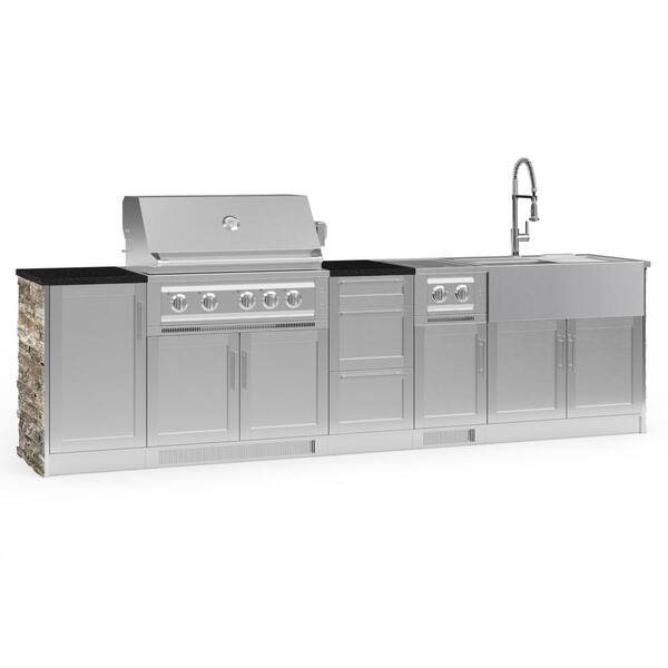 NewAge Products Signature Series 127.16 in. x 25.5 in. x 58.64 in. 10-Piece Outdoor Kitchen Cabinet Set with Liquid Propane 36 in. Grill