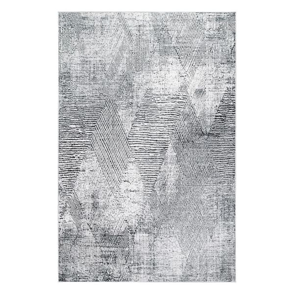 SUPERIOR Barnby Charcoal 5 ft. 6 in. x 8 ft. 6 in. Modern Geometric Indoor Area Rug