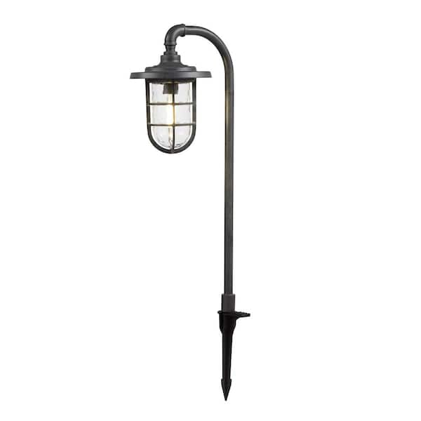 Hampton Bay Greenwood Low Voltage Zinc LED Outdoor Path Light with Water Glass Shade