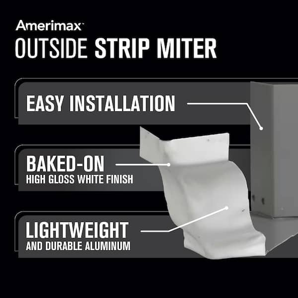 5 in. High Gloss 80 Degree White Aluminum K-Style Outside Gutter Strip Miter